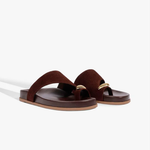 Papete Schutz Flatform Tira no Dedo Couro Marrom