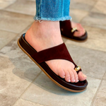 Papete Schutz Flatform Tira no Dedo Couro Marrom