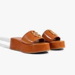 Sandália Schutz Flatform Logo Caramelo
