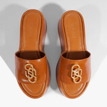 Sandália Schutz Flatform Logo Caramelo
