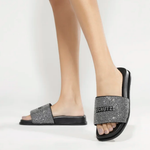 Sandália Schutz Papete Cristais Preto