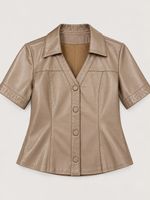 CAMISA MANGA CURTA DECOTE V  S/BOLSOS