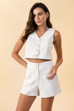 SHORT DE LINHO ARPOADOR BEGE