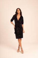 VESTIDO DE VELUDO PAETÊ PRETO