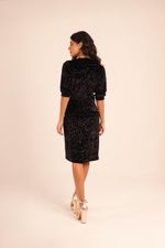 VESTIDO DE VELUDO PAETÊ PRETO