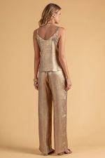 CALÇA PANTALONA LAMÊ DOURADO