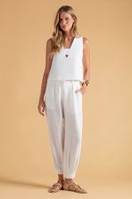 BLUSA DE CREPE ALFAIATARIA DECOTE 