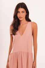VESTIDO LONGO BABADOS LINHO