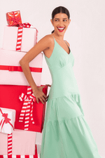 VESTIDO TRICOLINE LONGO
