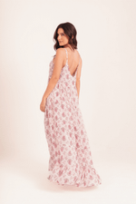 VESTIDO PAISLEY BABADO LONGO ROSA 