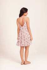 VESTIDO PAISLEY BABADO CURTO ROSA