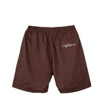 Shorts High Pleated Mesh Marrom