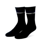 Meia DC Cano Longo Atoalhada Canelada 39 a 42 Preto/Marinho