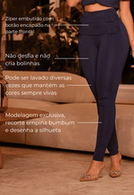 Calça Skinny Com Cinto Empina Bumbum Azul Marinho