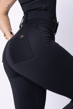 Calça Cargo + Cinto Tecido Montaria Preto