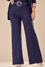 Calça Pantalona + Cinto Azul Marinho