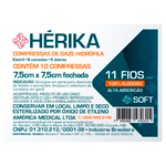 Compressa de Gaze 7,5x7,5cm C/ 10Un. 11 Fios HERIKA - AMED