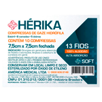 Compressa de Gaze 7,5x7,5cm C/ 10Un. 13 Fios HERIKA - AMED