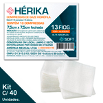 Compressa de Gaze 7,5x7,5cm C/ 10Un. 13 Fios Pct C/40 HERIKA - AMED