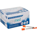 CX C/ 100Un SERINGA de Insulina 0,5ml C/Ag 6X0,25mm UNIQMED