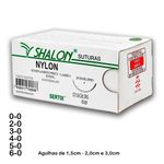 FIO DE SUTURA NYLON 3-0 PRETO AG 2cm CX C/ 24Un SHALON