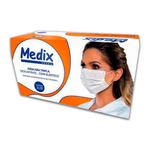 MASCARA DESCARTÁVEL TRIPLA COM ELÁSTICOS C/50un BRANCA MEDIX