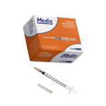 Seringa de Insulina 1ml C/AG. 13x0,45mm Cx C/ 100Un. MEDIX