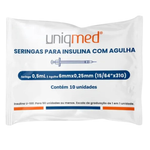 SERINGA de Insulina 0,5ml C/10un UNIQMED - Ag 6x25mm