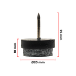 Sapata Prego com Feltro 20mm - Kit 10 Unidades
