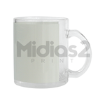 CANECA 325ML VIDRO SUBLIMÁTICO - LIVESUB - TRANSPARENTE COM TARJA BRANCA