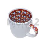 CANECA 325ML EM CERÂMICA RESINADA MOTTO MUG - LIVESUB - BRANCO COM ESTAMPA CORAÇÃO AMARELO E AZUL