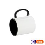 CANECA CERÃMICA RESINADA PREMIUM - JKB - 325ML - BRANCO COM INTERIOR E ALÇA PRETO