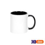 CANECA CERÃMICA RESINADA PREMIUM - JKB - 325ML - BRANCO COM INTERIOR E ALÇA PRETO