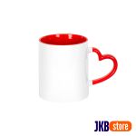CANECA CERÃMICA RESINADA PREMIUM - JKB - 325ML - BRANCO COM INTERIOR E ALÇA DE CORAÇÃO VERMELHO