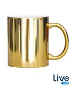 CANECA 325ML CERÂMICA CROMADA - LIVESUB - DOURADO