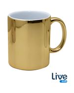 CANECA 325ML CERÂMICA CROMADA - LIVESUB - DOURADO