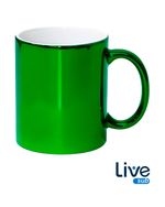 CANECA 325ML CERÂMICA CROMADA - LIVESUB - VERDE