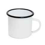 CANECA 235ML ESMALTADA RESINADA - BRANCO COM BORDA PRETA