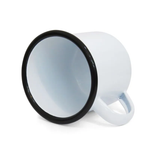 CANECA 235ML ESMALTADA RESINADA - BRANCO COM BORDA PRETA