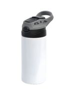 SQUEEZE TÉRMICO KIDS 350ML INOX RESINADO - BRANCO COM TAMPA PRETO E CINZA
