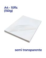 FILME VINIL ADESIVO JATO DE TINTA RESISTENTE À ÁGUA - 10 FLS - M2P - A4 150G - SEMI TRANSPARENTE - 10FLS