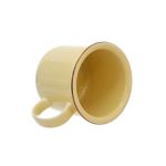 Caneca Em Cerâmica Tipo Esmaltada - 280ml - Amarela com Borda Cromada