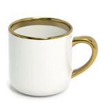 Caneca Imperial Cerâmica Resinada - Livesub - 400ml - Branca com Alça e Borda Cromada Dourado