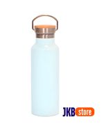 Garrafa Térmica Inox Resinado Com Tampa Bambu - JKB - 500ml - Branco Brilho