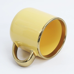 CANECA IMPERIAL CERÂMICA RESINADA - LIVESUB - 400ml - AMARELO COM ALÇA E BORDA DOURADO