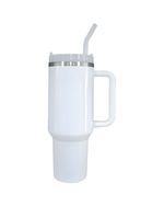 Copo Térmico Resinado com Canudo - 1,2L - Branco Brilho