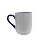 CANECA IMPERIAL CERÂMICA RESINADA - LIVESUB - 325ml - BRANCA COM ALÇA E INTERIOR AZUL ESCURO