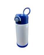Garrafa Térmica Circle Inox Resinado - JKB - Branca com Tampa e Base Azul