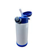 Garrafa Térmica Circle Inox Resinado - JKB - Branca com Tampa e Base Azul