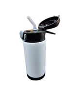 Garrafa Térmica Circle Inox Resinado - JKB - Branca com Tampa e Base Preto
